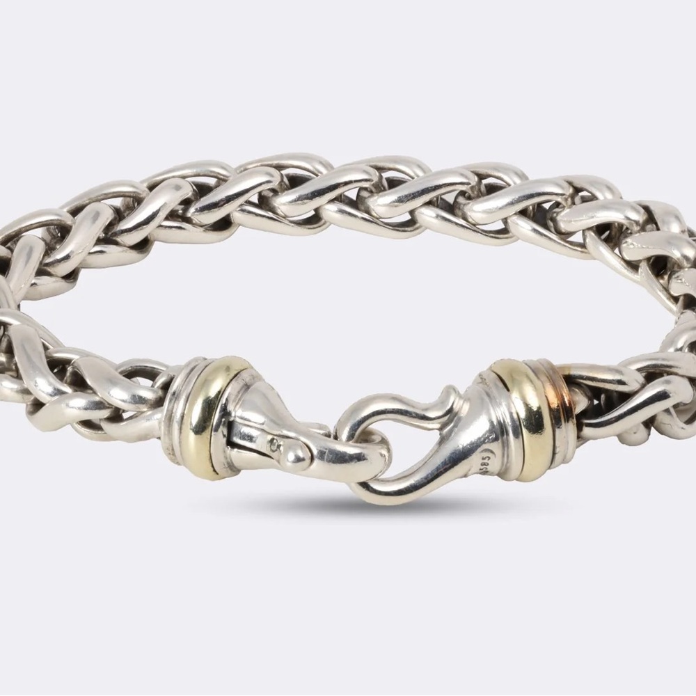 David Yurman 925 & 14k gold 8mm Wheat Chain Bracelet 7"
